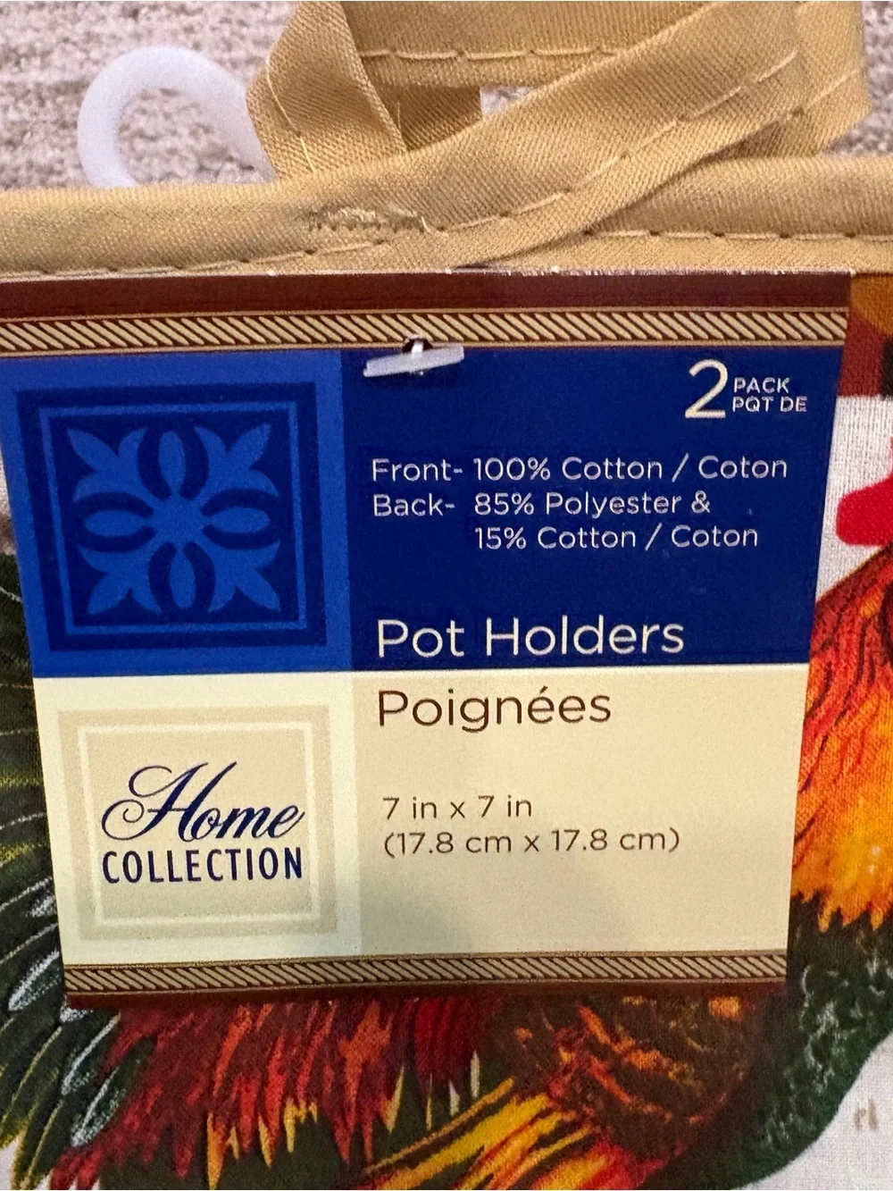 NWT Home Collection 2 Rooster Hot Pads - Pot Holders